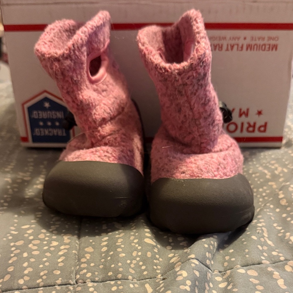 Bogs Pink and Gray Kids Boots